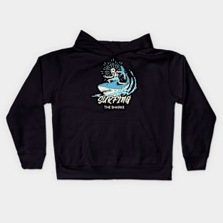 Surfing The Sharks Kids Hoodie